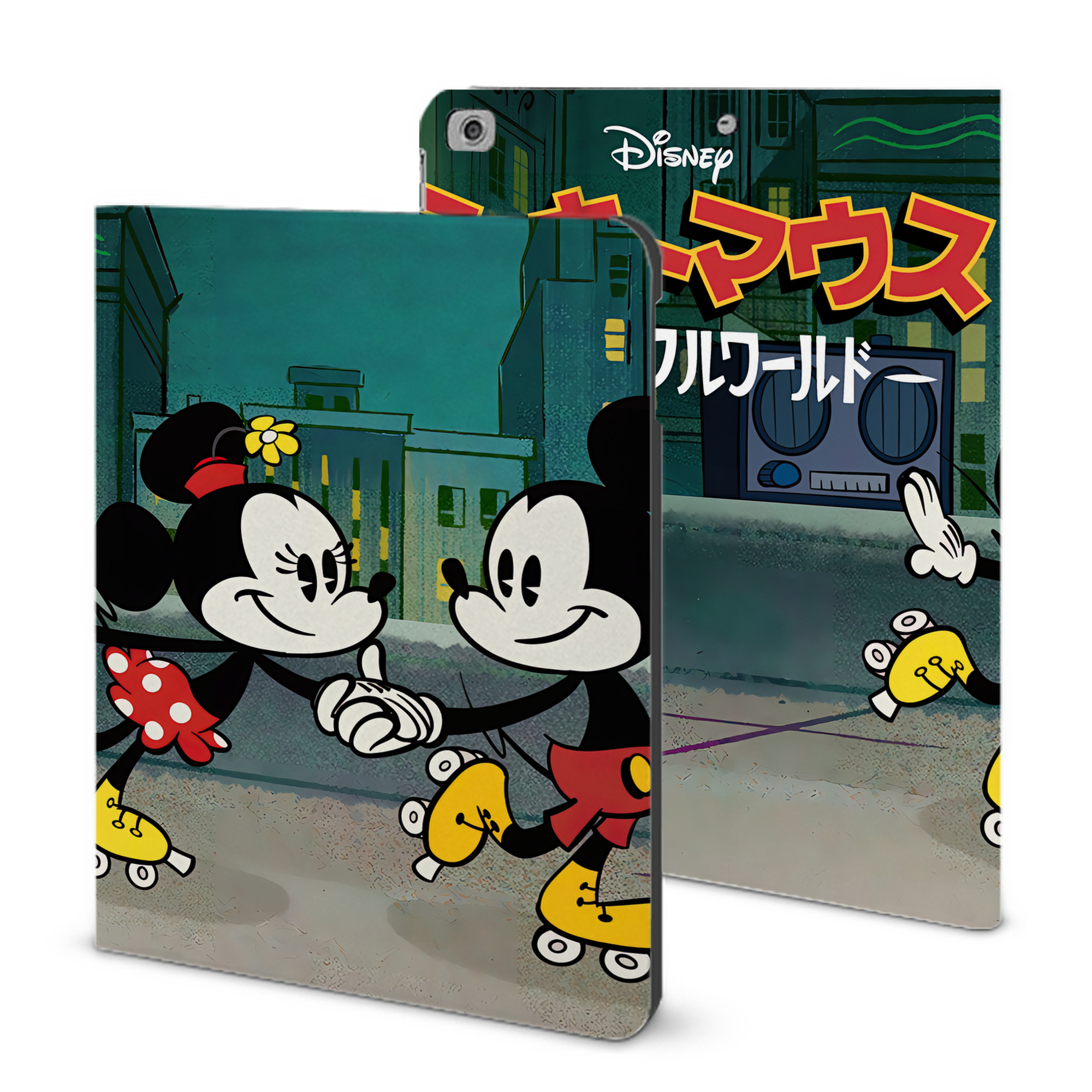 （画像用） ミッキーマウス Mickey Mouse IPad ケース ブック型 PUレザー TPU 耐衝撃 軽量 薄型 ペン収納なし 全面保護 IPad 各モデル対応